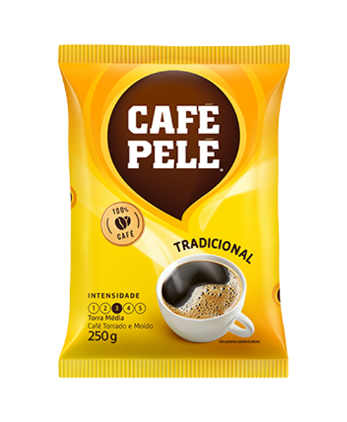 Pacote de Café Pelé Torrado e moído Tradicional Almofada 250g